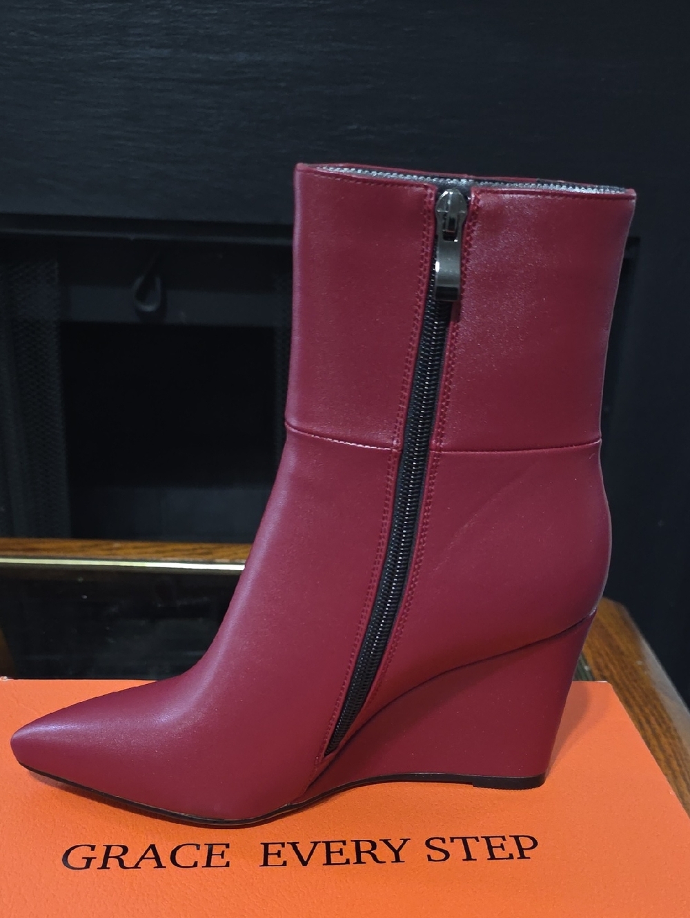 Burgundy Wedge Ankle Boot